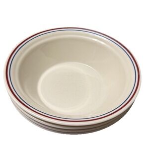 Lot of 4 Corelle Corning Abundance Cereal Soup Bowl Striped Rim 6 3/4" Retired